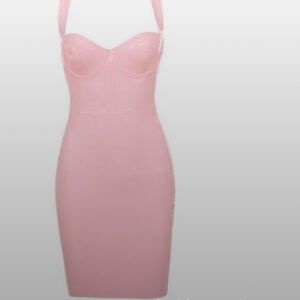 HOUSE OF CB pastel pink latex dress ,sz small